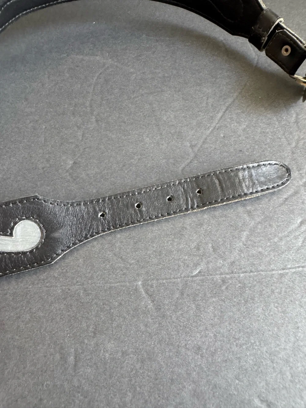 Vintage Western Concho Belt Black Gray Leather Wing Cowgirl Boho Handmade Medium
